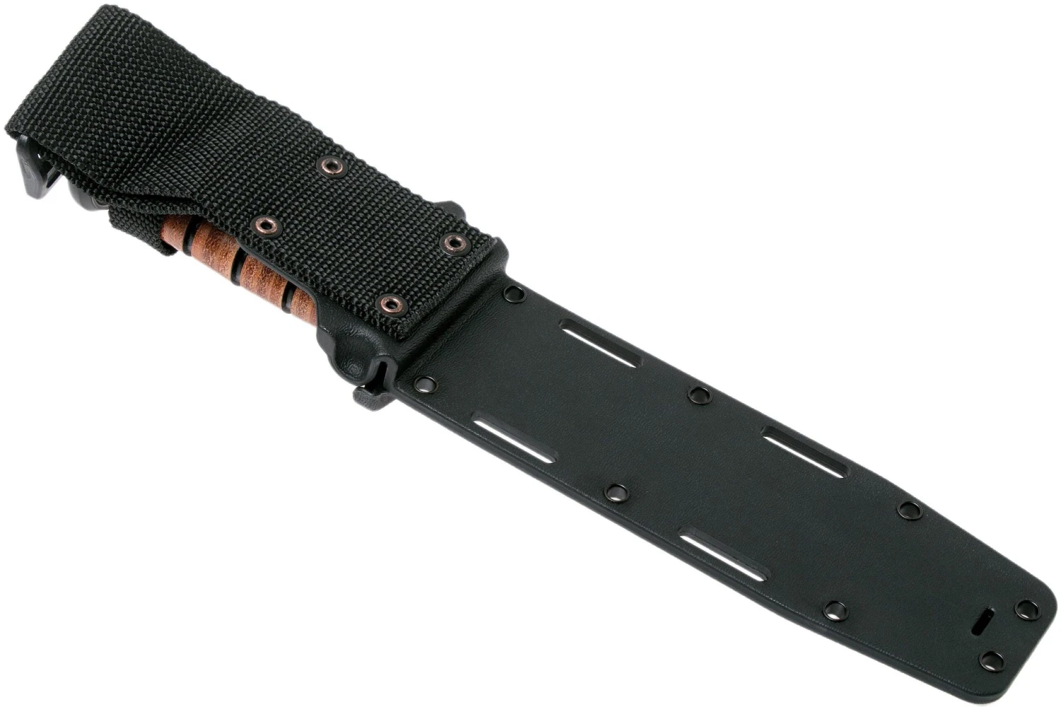 KA-BAR USMC 5018 Parcialmente Dentado, Mango De Cuero, Funda De Plástico - Imagen 8