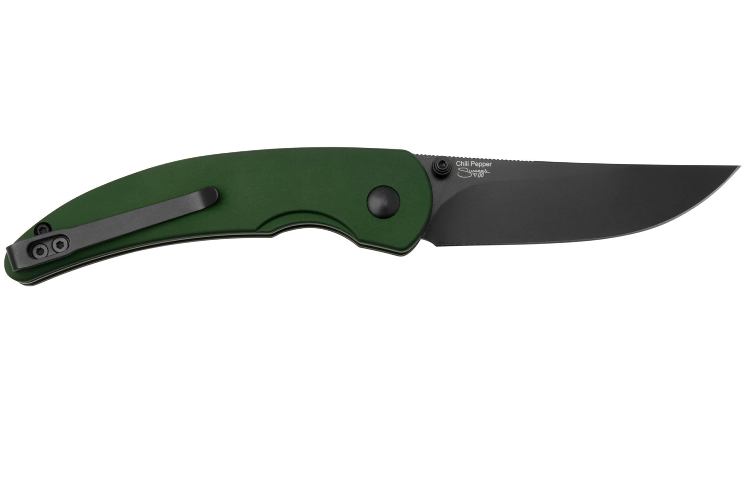 Kizer Vanguard Chili Pepper V3601A1, CPM 3V, Green Aluminum Navaja, Diseño Swaggs - Imagen 2
