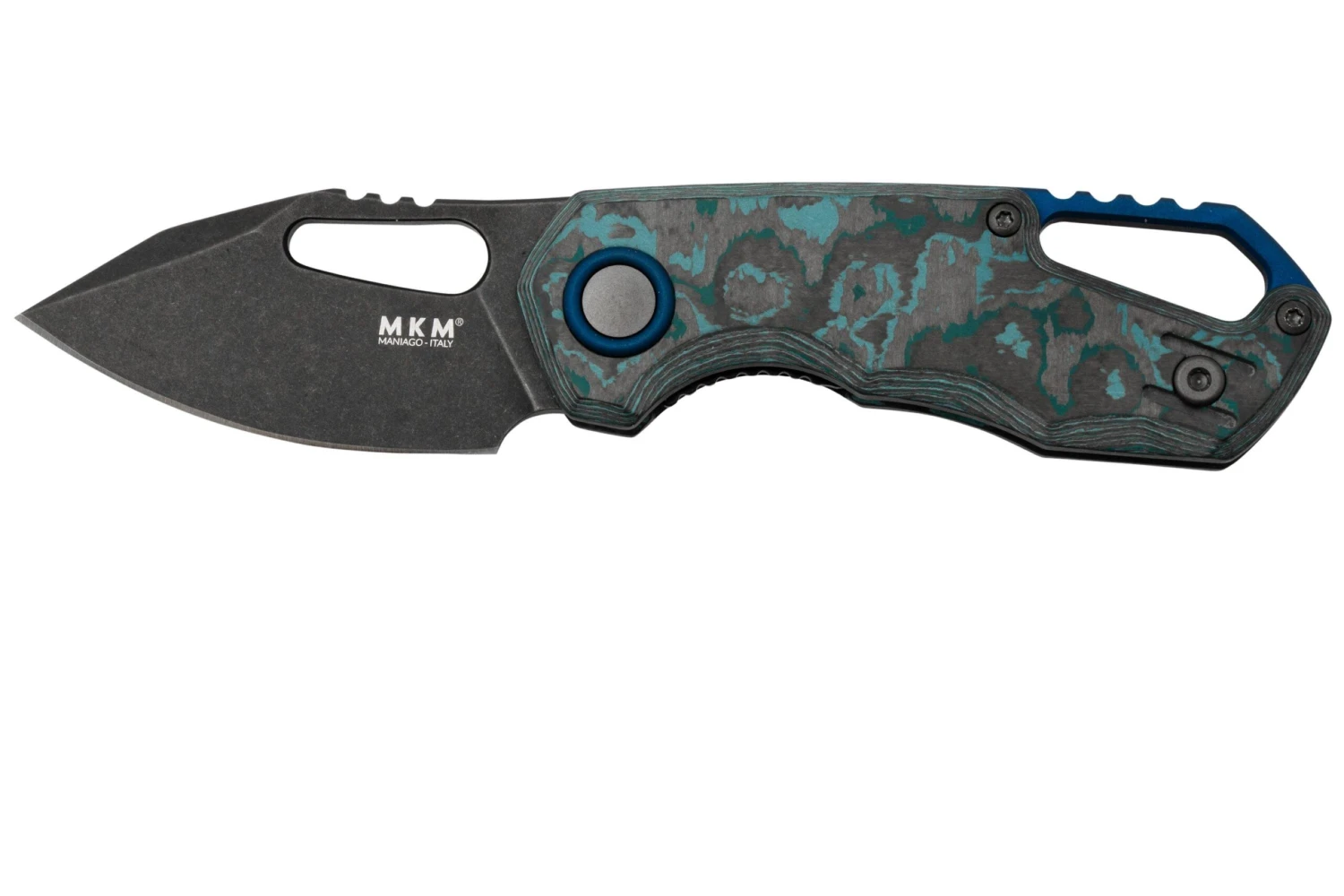MKM Isonzo FX03-3CAD Clip Point Dark Stonewashed, Arctic Storm Carbon Fibre Navaja, Diseño De Jesper Voxnaes