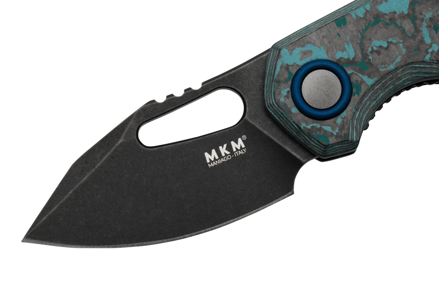 MKM Isonzo FX03-3CAD Clip Point Dark Stonewashed, Arctic Storm Carbon Fibre Navaja, Diseño De Jesper Voxnaes - Imagen 3