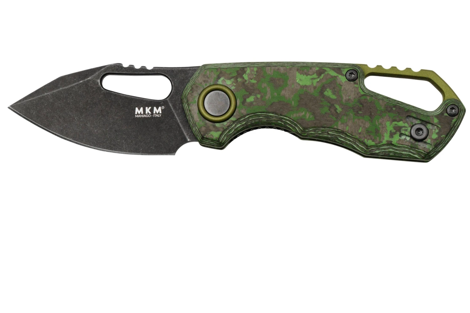 MKM Isonzo FX03-3CJD Clip Point Dark Stonewashed, Jungle Wear Carbon Fibre Navaja, Diseño De Jesper Voxnaes