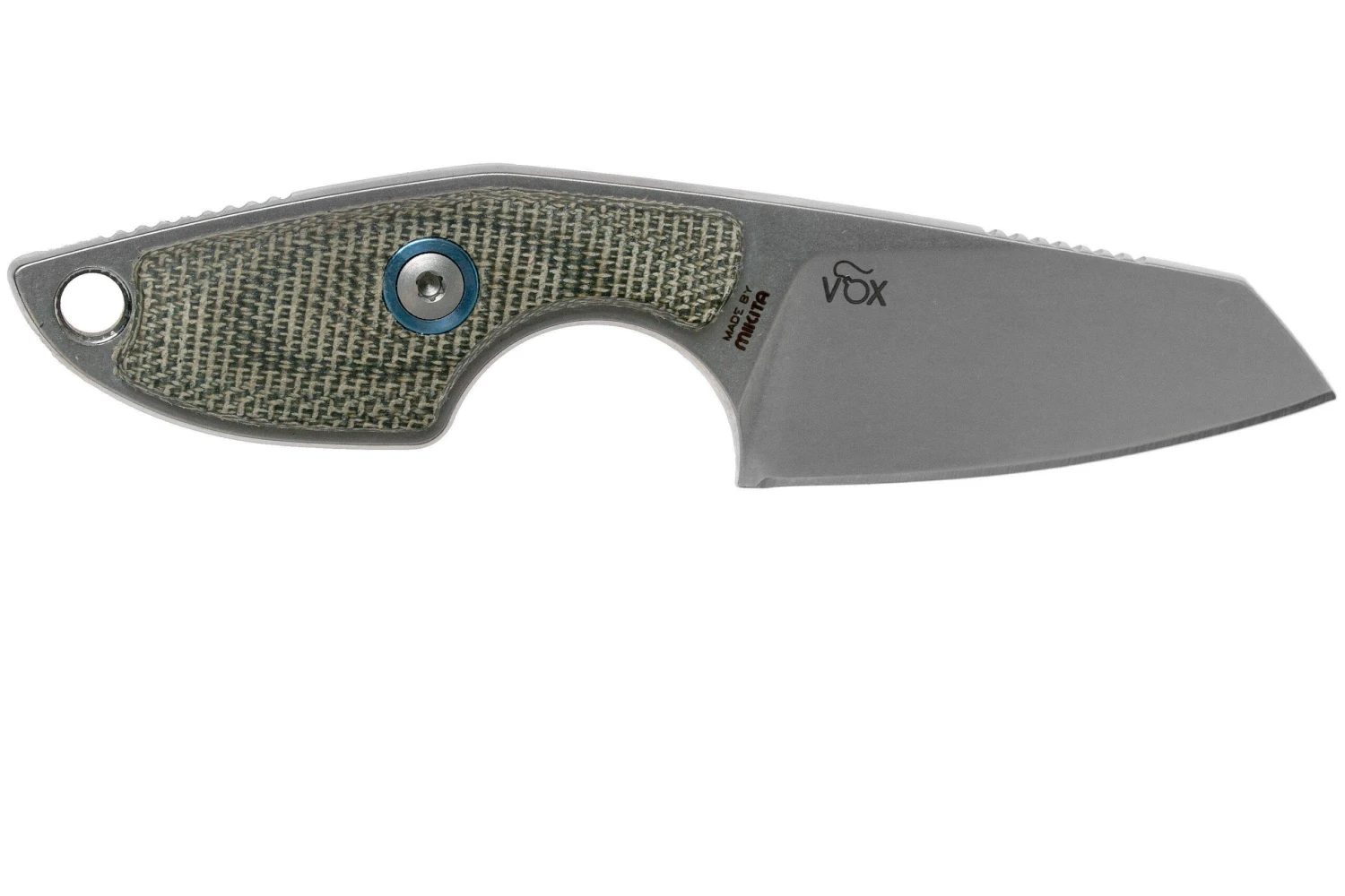 MKM Mikro 2 Wharncliffe, Stonewashed Green Canvas Micarta Cuchillo De Cuello, Jesper Voxnaes Design - Imagen 2