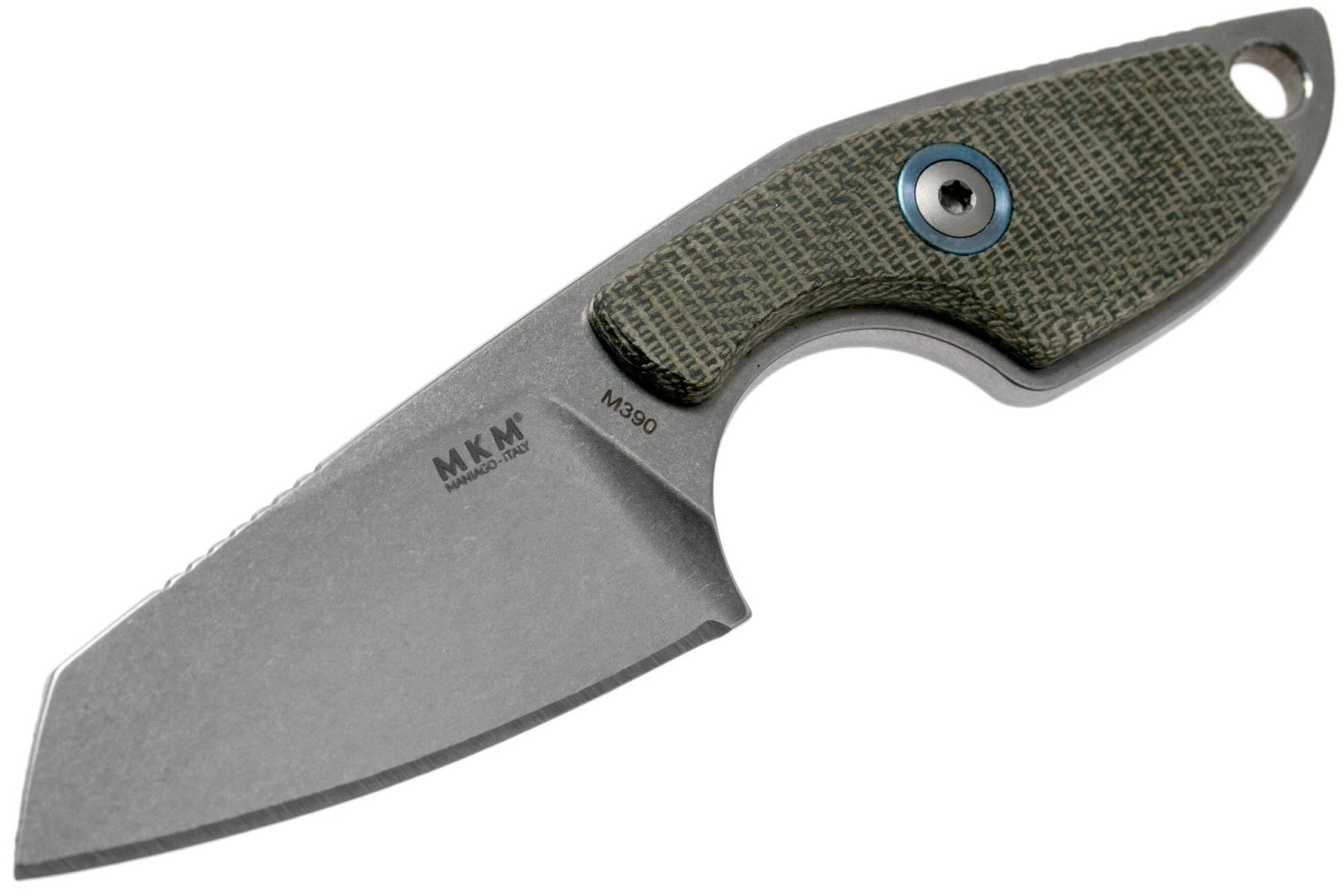MKM Mikro 2 Wharncliffe, Stonewashed Green Canvas Micarta Cuchillo De Cuello, Jesper Voxnaes Design - Imagen 3