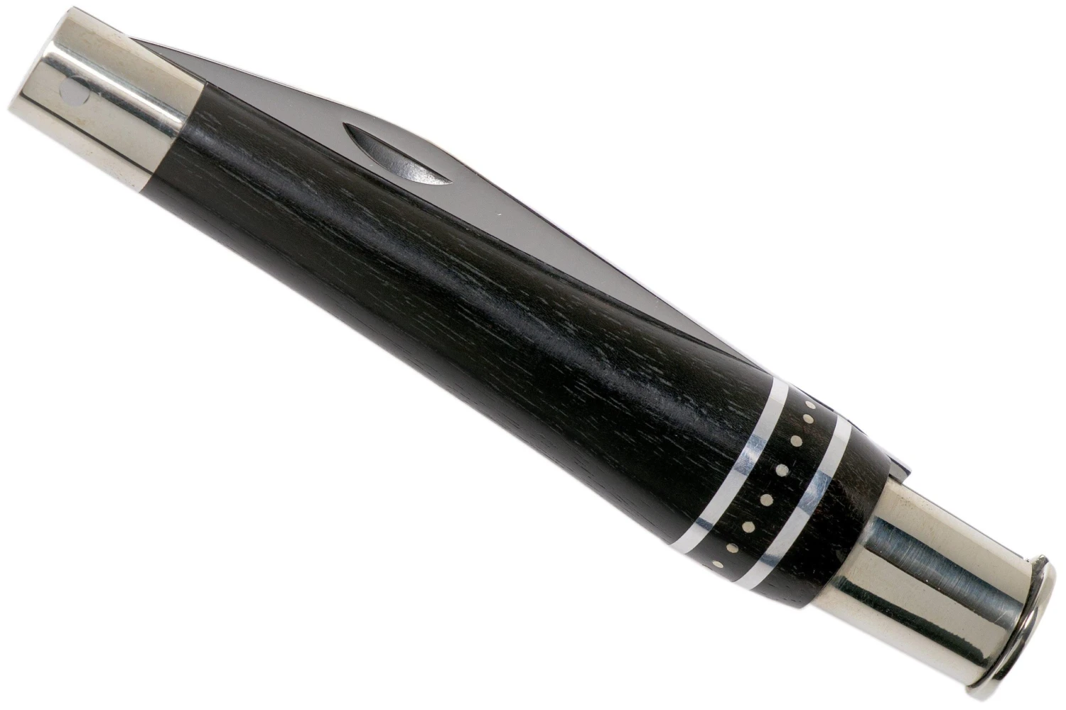 Nontron No. 22 Nickel Silver Turning Ferrule, Marquetry Ebony Aluminium, Doble Virola NN22DVEBALU Navaja - Imagen 4