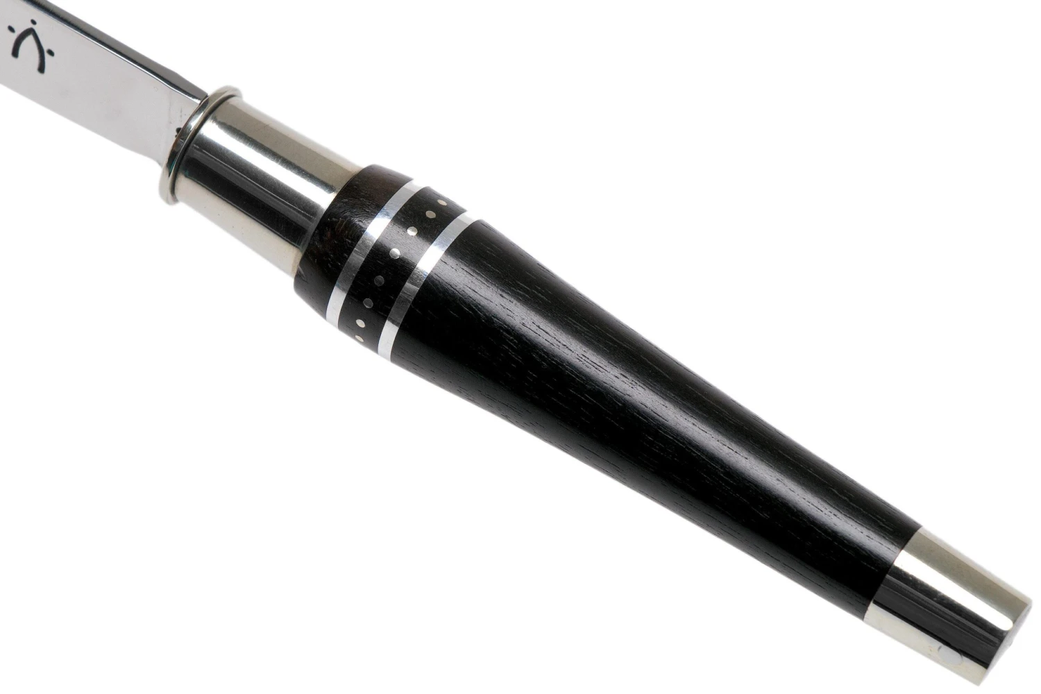 Nontron No. 22 Nickel Silver Turning Ferrule, Marquetry Ebony Aluminium, Doble Virola NN22DVEBALU Navaja - Imagen 6
