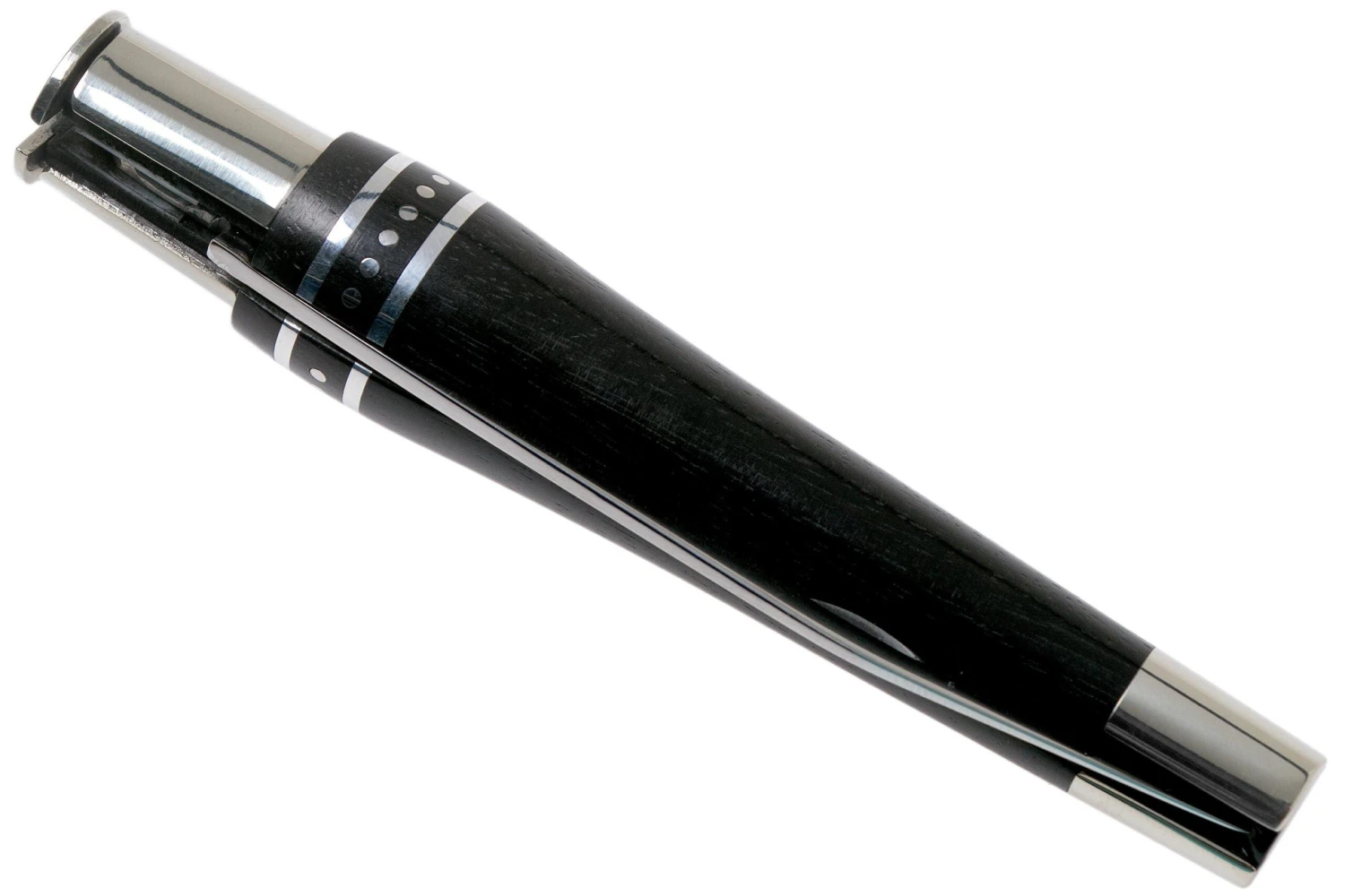 Nontron No. 25 Nickel Silver Turning Ferrule, Marquetry Ebony Aluminium, Doble Virola NN25DVEBALU Navaja - Imagen 4