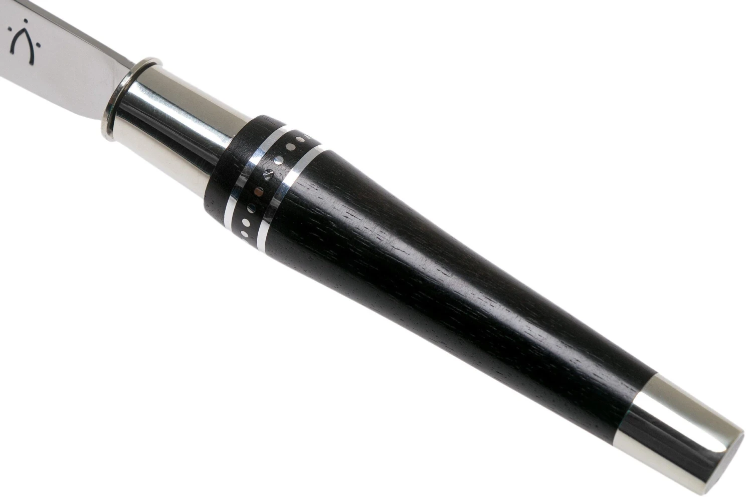 Nontron No. 25 Nickel Silver Turning Ferrule, Marquetry Ebony Aluminium, Doble Virola NN25DVEBALU Navaja - Imagen 6