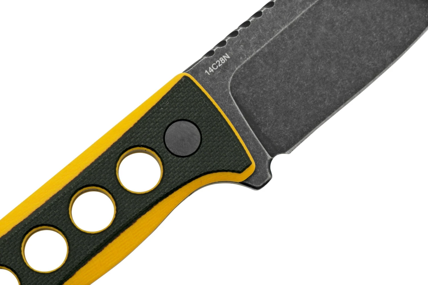 QSP Knife Canary QS141-A2 Blackwashed, Black Yellow G10, Cuchillo De Cuello - Imagen 5