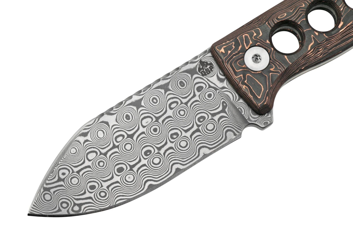 QSP Knife Canary QS141-F Damascus, Copper Foil Carbon Fibre, Cuchillo De Cuello - Imagen 3