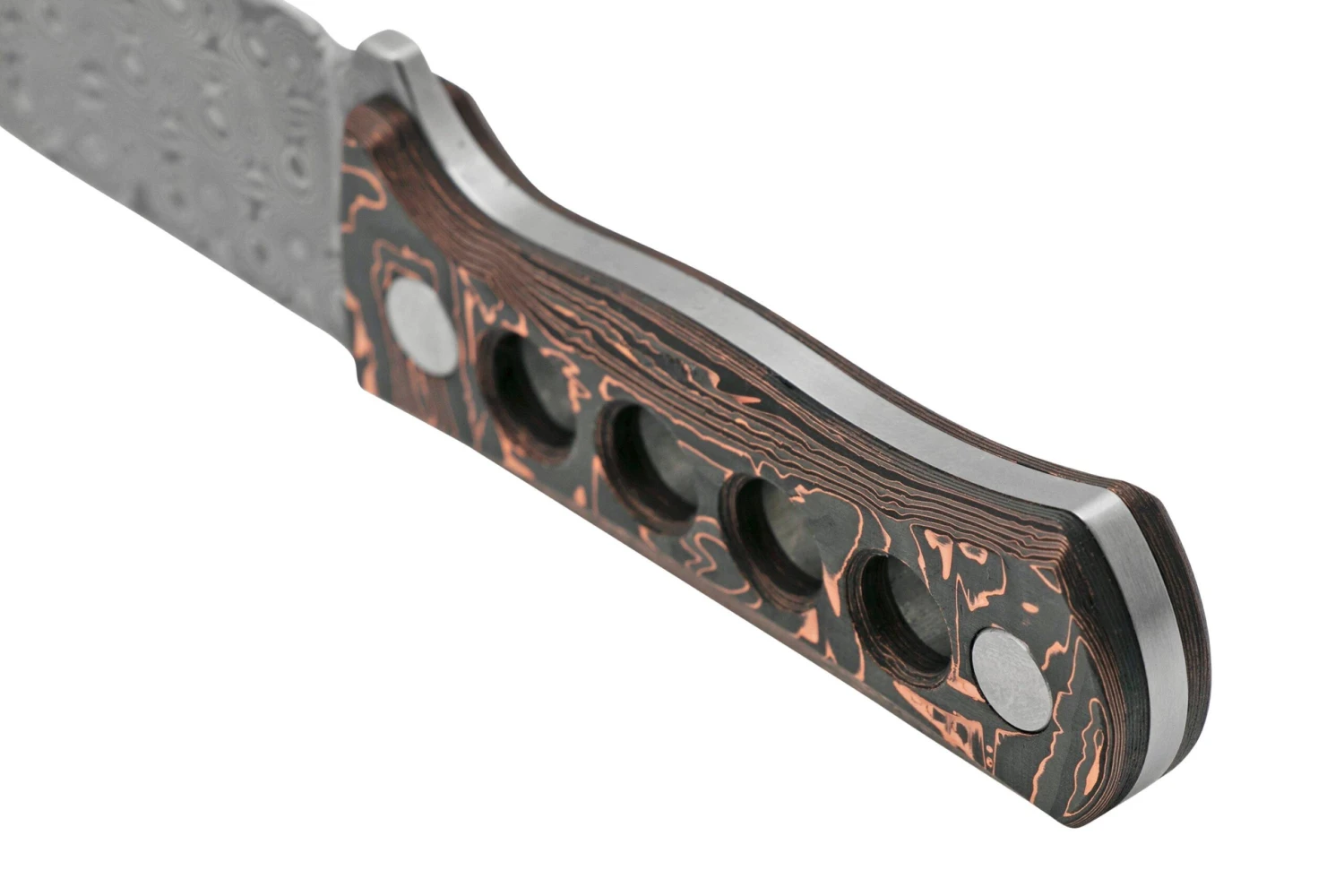 QSP Knife Canary QS141-F Damascus, Copper Foil Carbon Fibre, Cuchillo De Cuello - Imagen 4