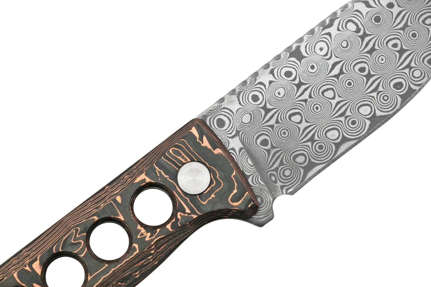 QSP Knife Canary QS141-F Damascus, Copper Foil Carbon Fibre, Cuchillo De Cuello - Imagen 5