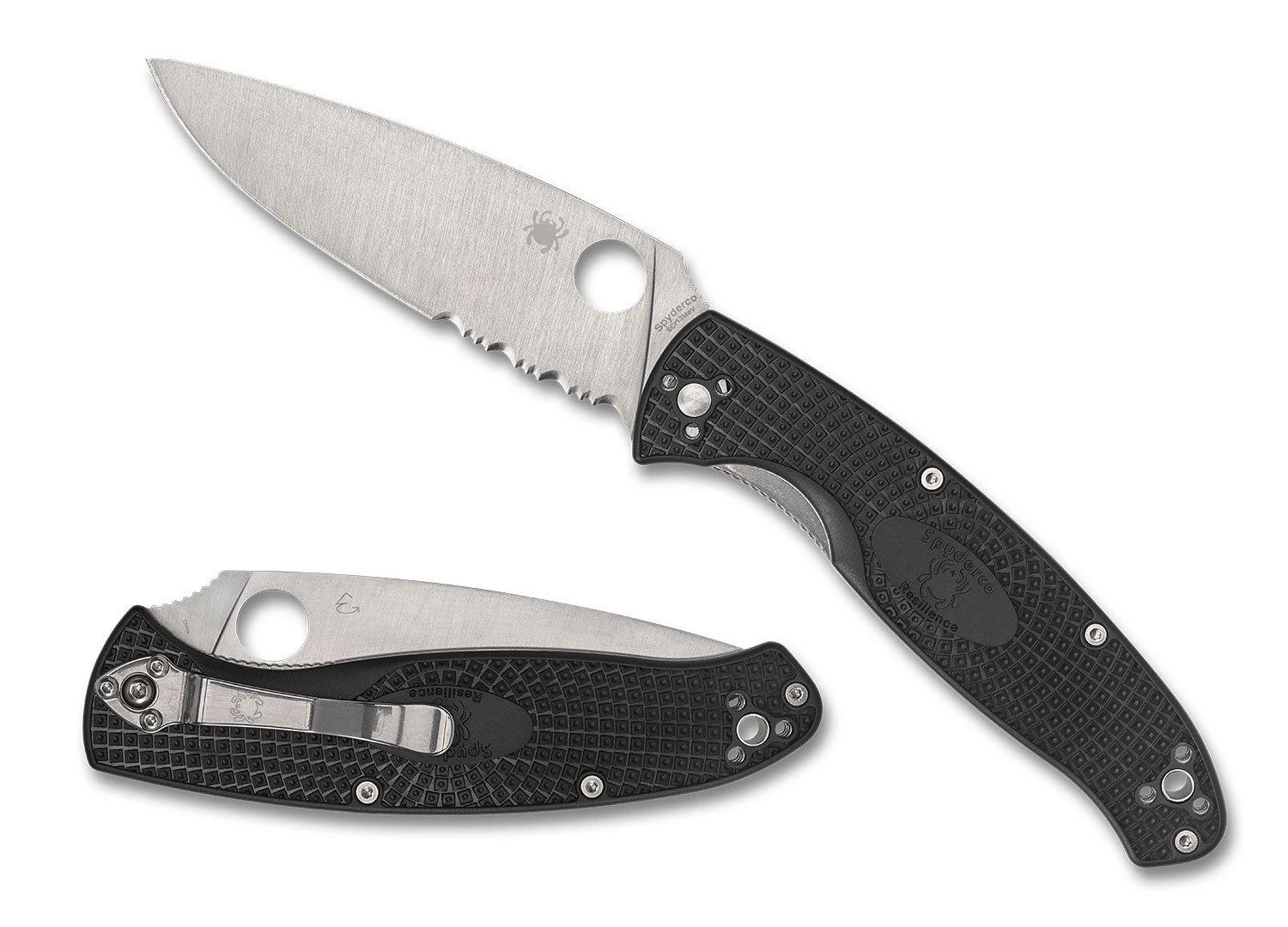 Spyderco Resilience Lightweight C142PSBK FRN Navaja Parcialmente Dentada