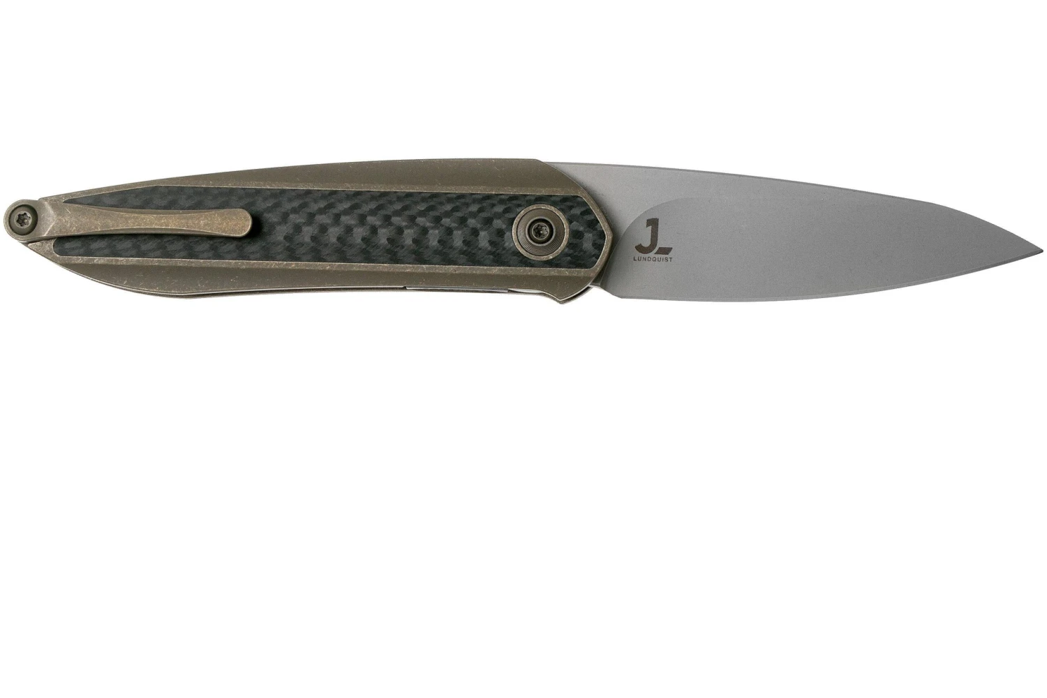 WE Knife Black Void Opus 2010A Bronze Carbon Fibre Navaja, Diseño Justin Lundquist - Imagen 2