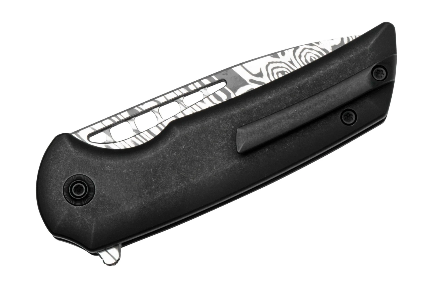 WE Knife Mini Malice WE054BL-DS1, Black Titanium, Damasteel Heimskringla Navaja - Imagen 4