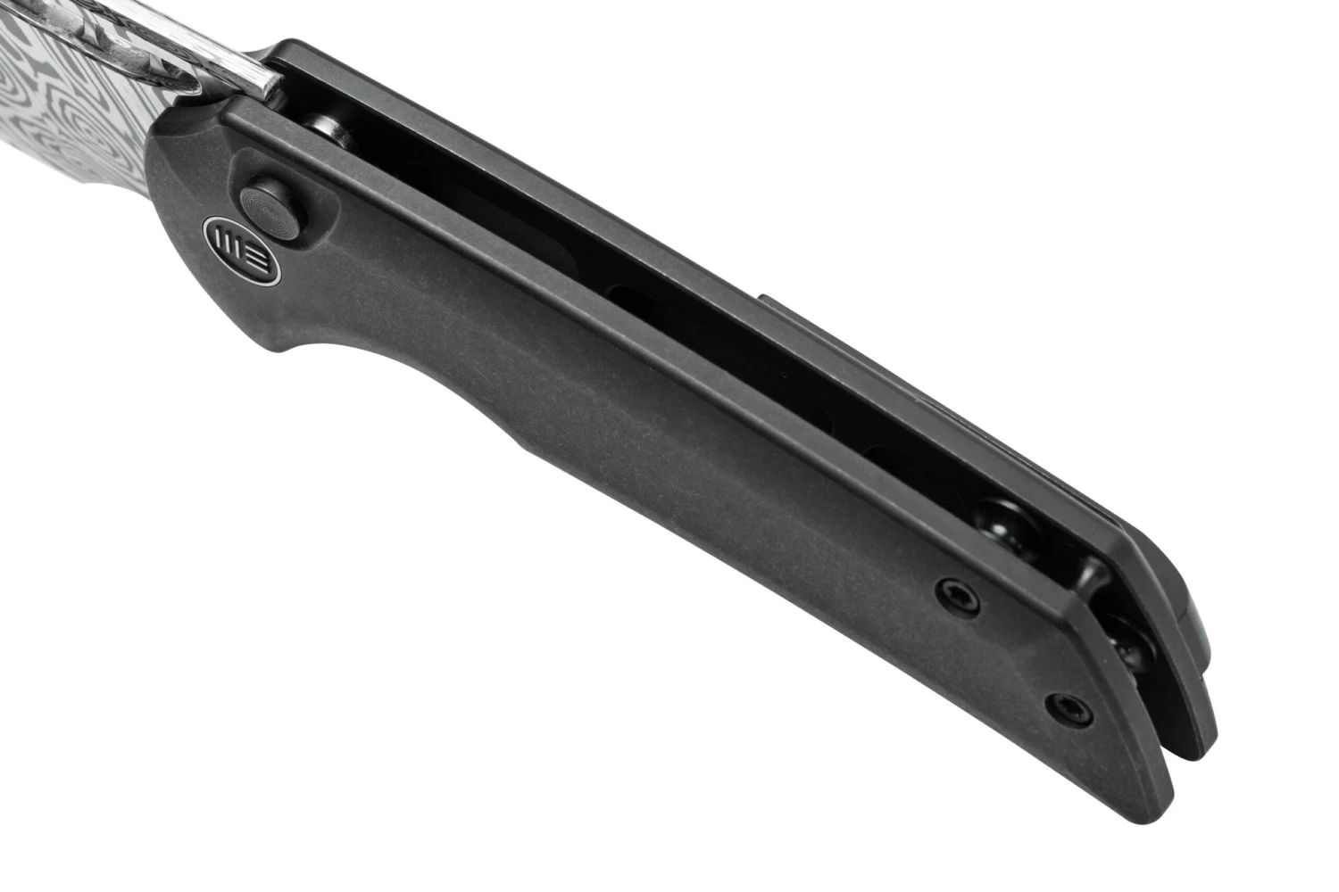 WE Knife Mini Malice WE054BL-DS1, Black Titanium, Damasteel Heimskringla Navaja - Imagen 7