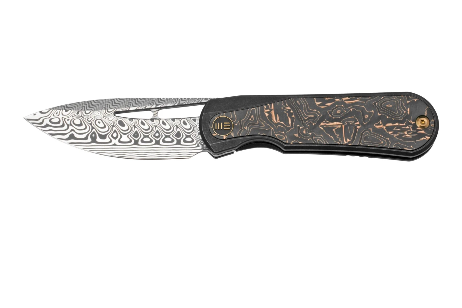 WE Knife Baloo WE21033-DS1 Damasteel, Black Titanium/Grey Carbonfiber, Navaja