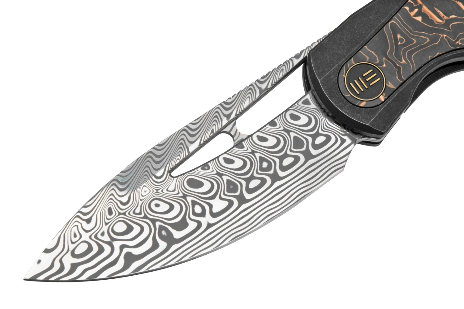 WE Knife Baloo WE21033-DS1 Damasteel, Black Titanium/Grey Carbonfiber, Navaja - Imagen 3
