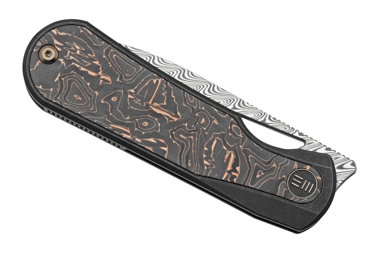 WE Knife Baloo WE21033-DS1 Damasteel, Black Titanium/Grey Carbonfiber, Navaja - Imagen 6