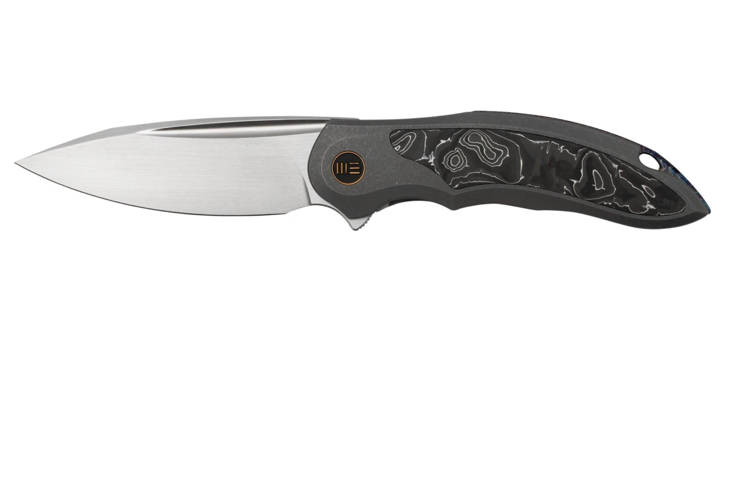 WE Knife Makani WE21048B-2, Grey Titanium, Aluminium Foil Carbonfiber Inlay, CPM 20CV Navaja