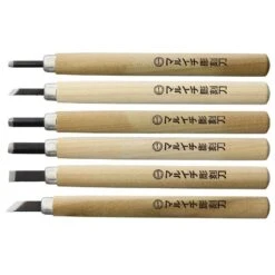 Yoshiharu KL-6 Maruichi Cuchillos Japoneses Para Tallar Madera, Juego De 6 En Estuche De Plástico